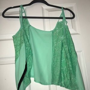 Green zipper tank top